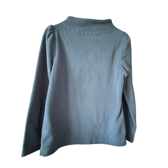 Talbots Teal Blue Puff Sleeve Fleece Sweatshirt Size S Medium Mock Neck - Picture 8 of 11